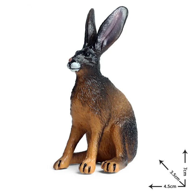 Кафяв модел животно с дълги уши във формата на Заек, статуетка Диво животно, PVC, детски образователни играчки Изображение 0