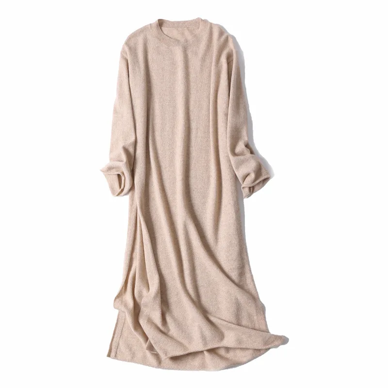 кашмир дълга пола-секси дълга рокля с дълги ръкави от 100% чист кашмир трикотажная пола Изображение 0