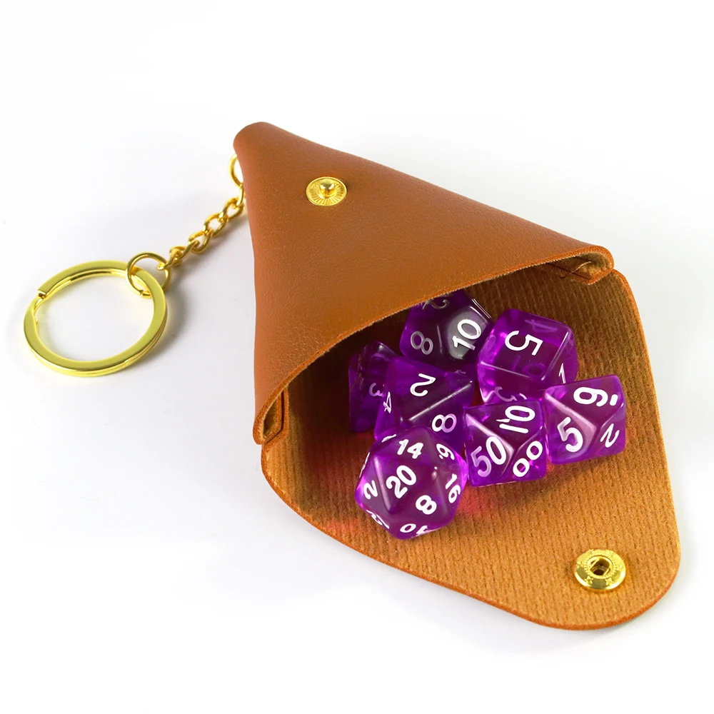 Кожена чанта за игра на зарове, 1 бр., триъгълни, мини джоб за монети от изкуствена кожа, Малък джоб на чантата за бижута, жак за слушалки, съхранение на ключове Изображение 4