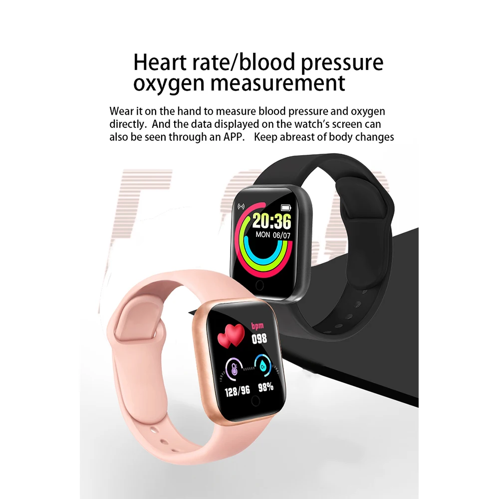 Колоездене, фитнес тракер, умни часовници Y68, кръвното налягане, сърцето, Мултифункционален напомняне, монитор сън, Android, IOS, детски Изображение 3