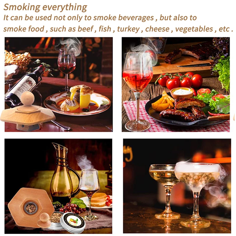 Комплект за коктейли Smoker за уиски, Мартини И Спиртни Напитки, Капак от пушена дърво, Аксесоари за пушача, Аксесоари за кухня, инструмент за бар Изображение 3