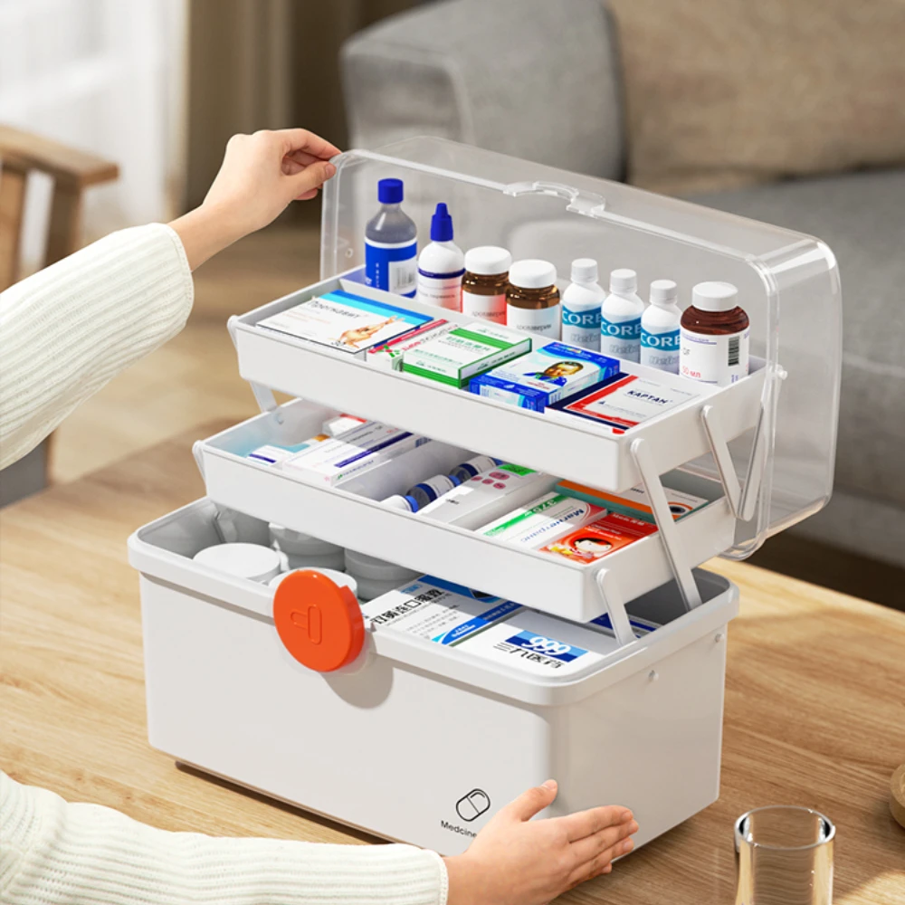 Комплект за Семейна опаковка на Домакински Многопластова кутия за съхранение на лекарства с голям капацитет на Медицинска помощ Изображение 0