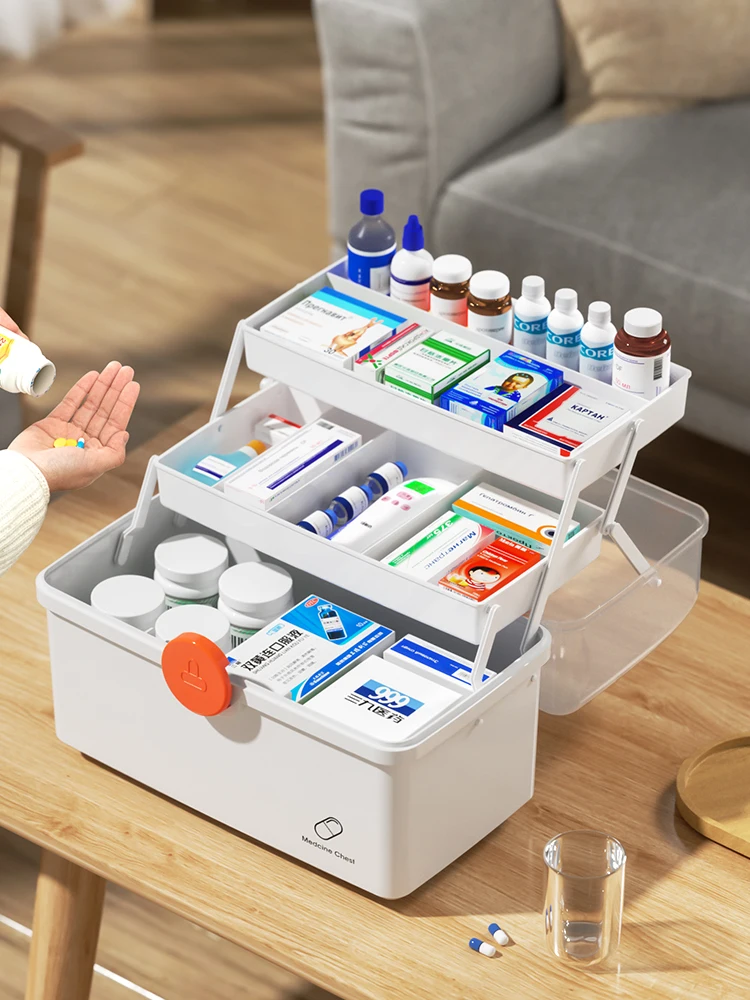 Комплект за Семейна опаковка на Домакински Многопластова кутия за съхранение на лекарства с голям капацитет на Медицинска помощ Изображение 1