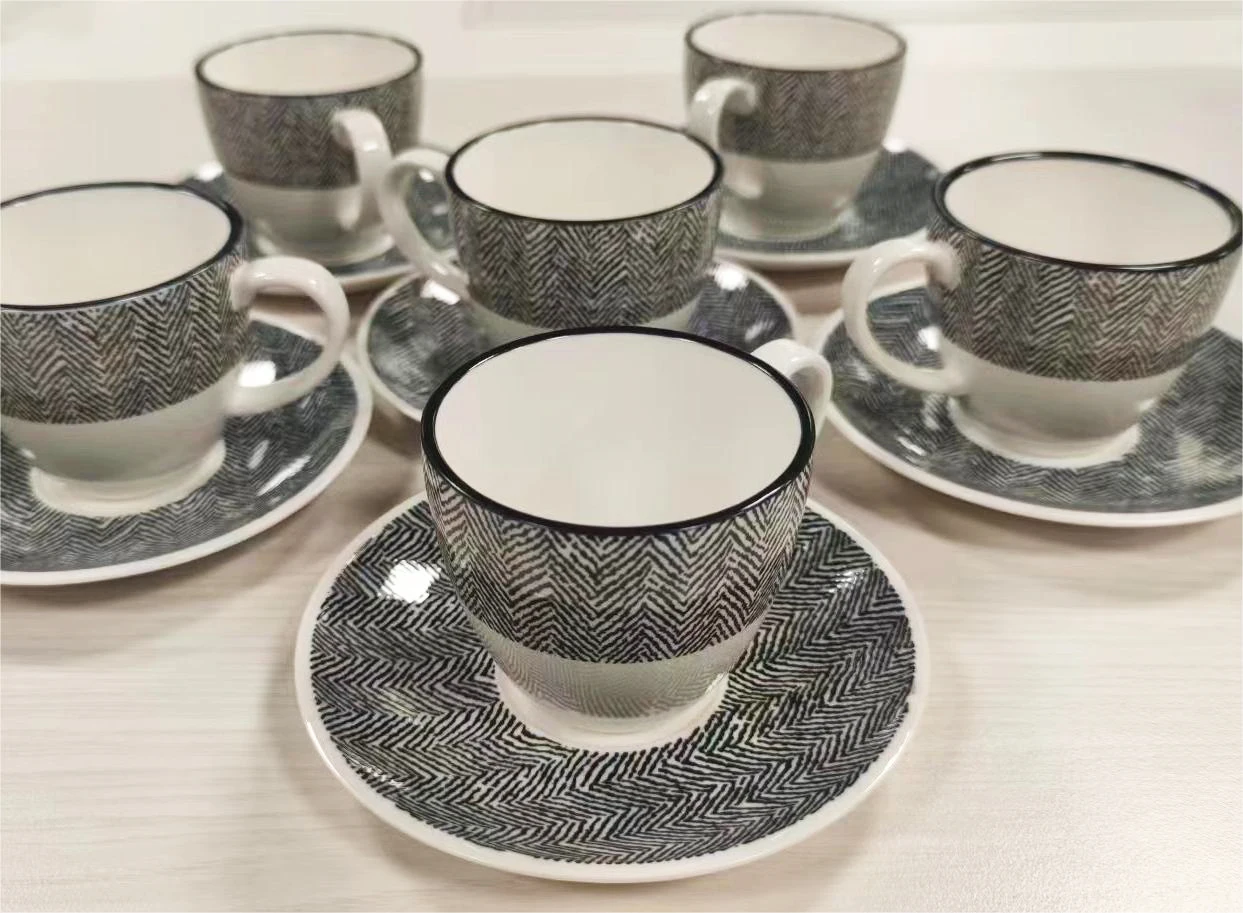 Комплект от шест опаковки кафеени чаши и блюдец, керамични креативна офис чаша за вода, чаша домашна за следобеден чай, утайка от чаша, изключителна керамика Изображение 1