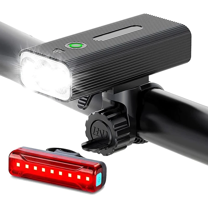 Комплект предните и задните светлини за велосипеди, USB-акумулаторна вело светлини за нощно каране, велосипедна фаровете с функция Power Bank Изображение 0
