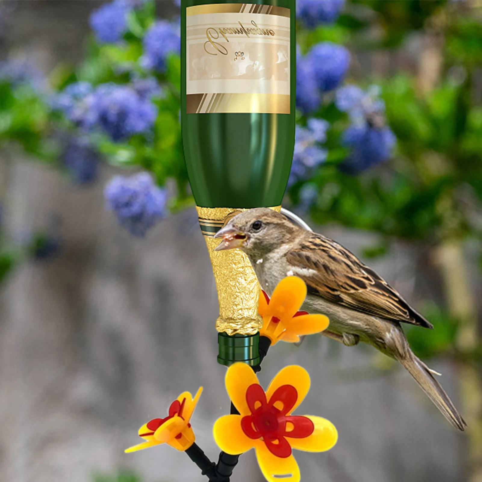 Комплекти за хранене на колибри със собствените си ръце във формата на цвете с отвор за подаване на вода от рециклирани бутилки Ясла за птици за вътрешния двор Изображение 3