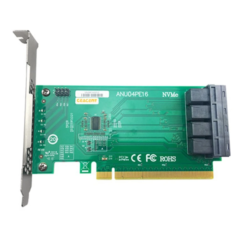 Контролер Nvme ANU04PE16 SFF8643 с 4 порта SSD-диск Pcie3.0 Exp X16 Странично (без кабели, не поддържа LSI от 8643X2 до 8639X2) Изображение 0