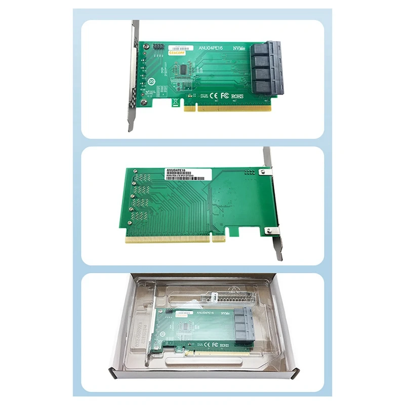 Контролер Nvme ANU04PE16 SFF8643 с 4 порта SSD-диск Pcie3.0 Exp X16 Странично (без кабели, не поддържа LSI от 8643X2 до 8639X2) Изображение 1