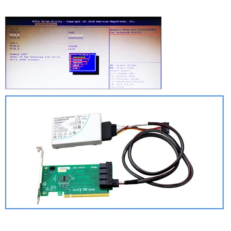 Контролер Nvme ANU04PE16 SFF8643 с 4 порта SSD-диск Pcie3.0 Exp X16 Странично (без кабели, не поддържа LSI от 8643X2 до 8639X2) Изображение 4