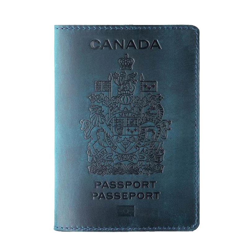 Корици за паспорти от естествена кожа с гравиран, Канада, Персонални Калъф за корицата на паспорта, Изработени по поръчка кожени Подаръци, Пътен чантата за мъже и жени Изображение 0