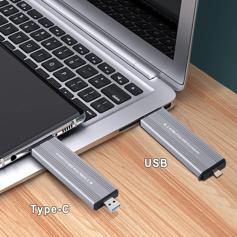 Корпус SSD M. 2 NVME на Външния корпус на USB3.1 Type-A + USB 3.2 Gen 2 Type C 10G M2 M-KEY NVME за USB-адаптер JMS583 с чиповым каишка Изображение 2