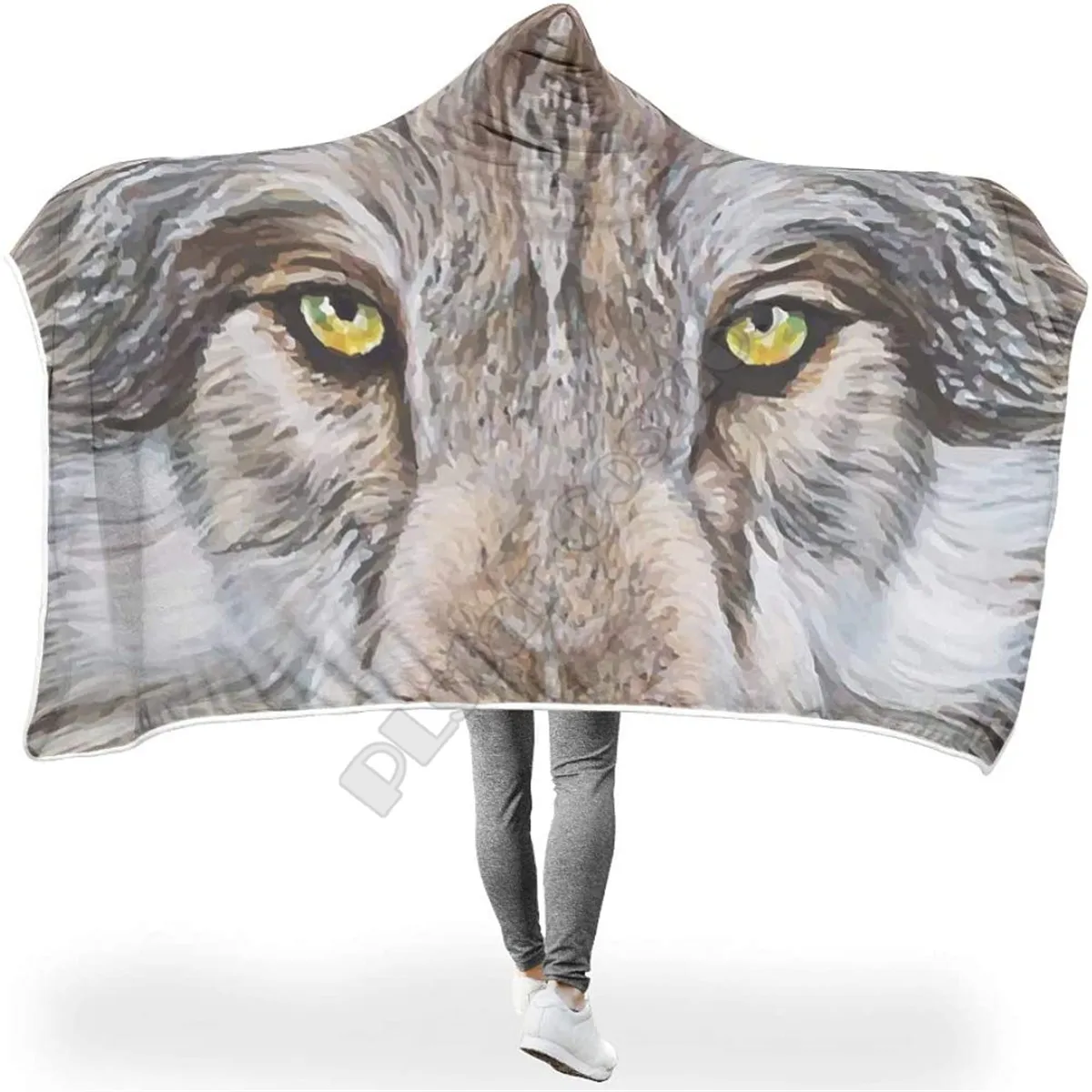 Красиво дышащее одеало с качулка с вълк, носимое одеяло с 3D принтом за възрастни, мъже, жени, деца, одеало за момчета и момичета, наметала Изображение 0