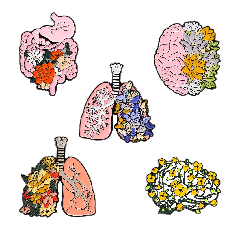 Креативна многоцветен брошка с мозъка, органите на Сърцето и емайл, на жени за лацкана за студенти по медицина, подарък лекар-медицинска сестра Изображение 0