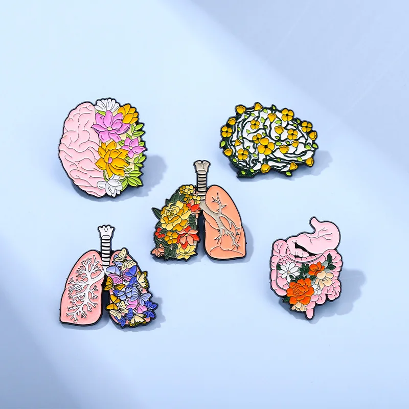 Креативна многоцветен брошка с мозъка, органите на Сърцето и емайл, на жени за лацкана за студенти по медицина, подарък лекар-медицинска сестра Изображение 2