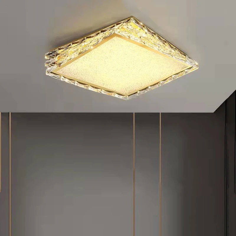 Лека луксозен кристален таван лампа, една проста лампа за кабинет, спалня, AC110V 220V, креативна квадратна лампа за дневна, вътрешно осветление Изображение 0