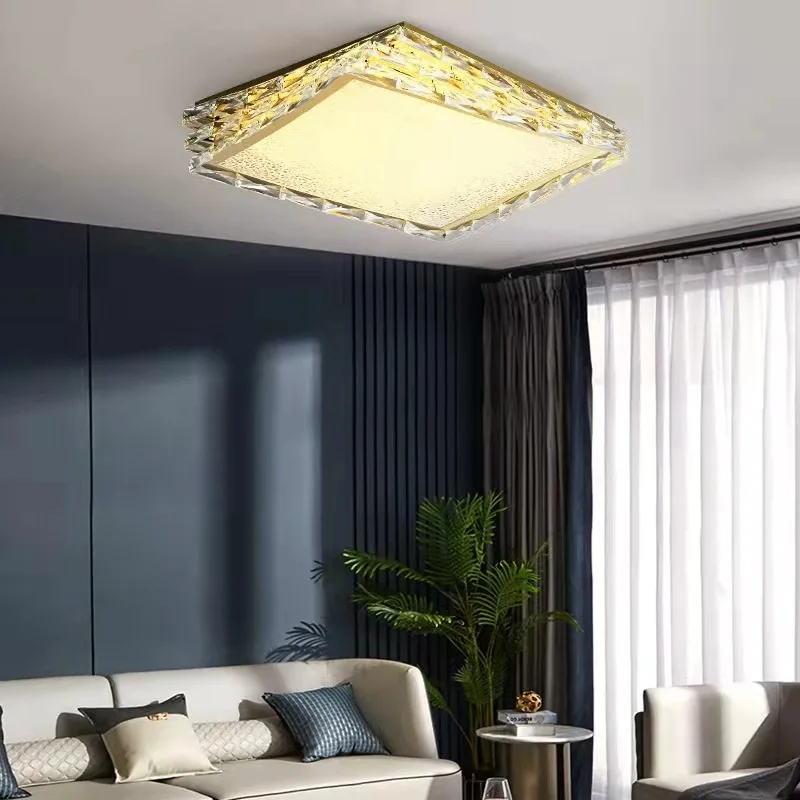 Лека луксозен кристален таван лампа, една проста лампа за кабинет, спалня, AC110V 220V, креативна квадратна лампа за дневна, вътрешно осветление Изображение 1