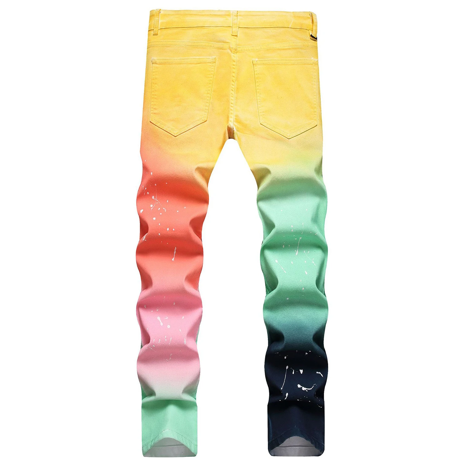 Леки луксозни мъжки плътно прилепнали дънкови панталони, цветни щампи с шарени, модерни дънки, градинска мода, сексуална дънкови панталони; Изображение 2