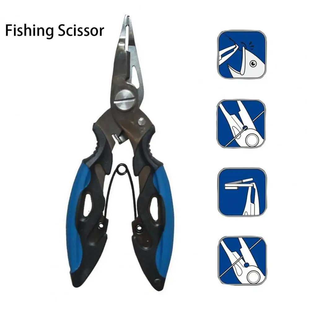 Леки риболовни ножици, защитени от ръжда открити пръстени, твърди тежкотоварни найлонова лескорез, куки за премахване, риболовни клещи Изображение 5