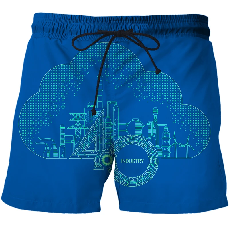 Летни Модни тънки плажни шорти с принтом 3D Future password lock, мъжка проститутка, облекло, панталони в стил хип-хоп, ежедневни спортни къси панталони Изображение 3