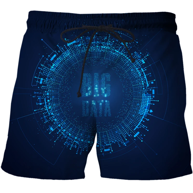 Летни Модни тънки плажни шорти с принтом 3D Future password lock, мъжка проститутка, облекло, панталони в стил хип-хоп, ежедневни спортни къси панталони Изображение 5