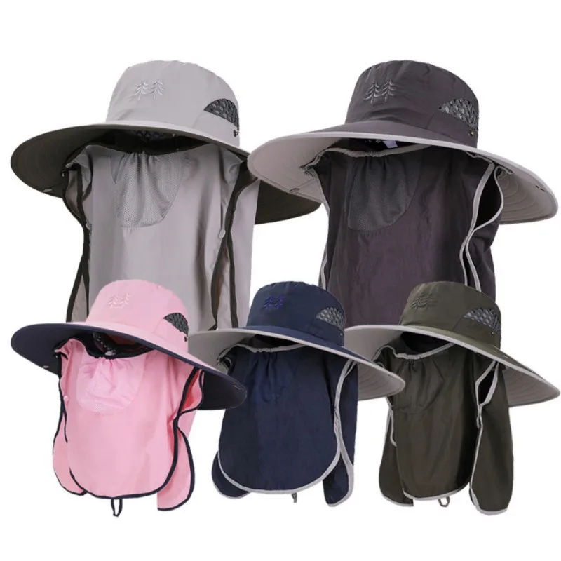 Летните слънчеви шапки, риболовна шапка за мъже и жени, защита от ултравиолетови лъчи, открит къмпинг, Лов, туризъм, козирка, панама, свалящ шапка рибар Изображение 5