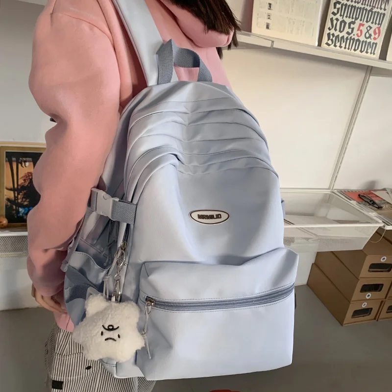 Лилава пътна водоустойчив училищна чанта за момичета, Дамски Нова найлонова чанта за лаптоп, модерен мил женски раница за колеж, готин Изображение 2