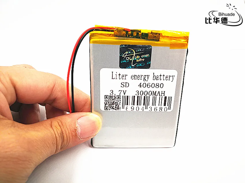Литра енергиен батерия добро качество 3,7 В, 3000 mah 406080 Полимерна li-ion/Li-ion батерия за таблет BANK, GPS, mp3, mp4 Изображение 3