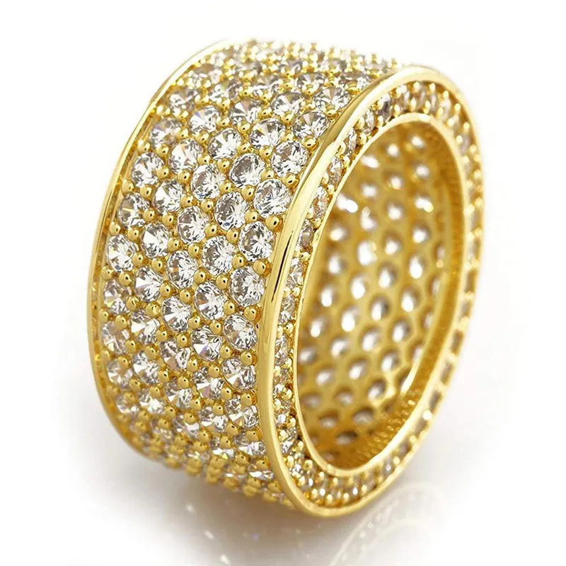 Луксозен пръстен с широка периферия и пълен цирконием, блестящи годежни пръстени с кубическим цирконием, женски накити за коктейльной партита, Подаръци Изображение 2