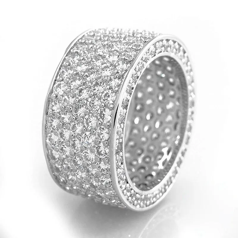 Луксозен пръстен с широка периферия и пълен цирконием, блестящи годежни пръстени с кубическим цирконием, женски накити за коктейльной партита, Подаръци Изображение 3