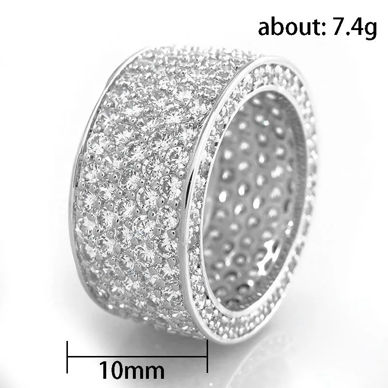 Луксозен пръстен с широка периферия и пълен цирконием, блестящи годежни пръстени с кубическим цирконием, женски накити за коктейльной партита, Подаръци Изображение 4