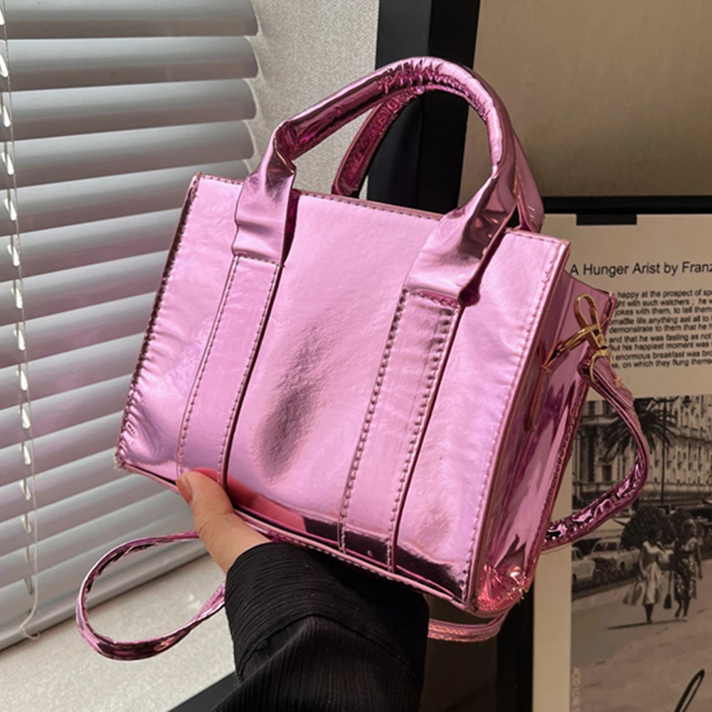 Луксозна дизайнерска чанта-тоут, женствена чанта за рамо, однотонная ярка чанта от изкуствена кожа, малка чанта-тоут за телефон, чанта през рамо Изображение 0
