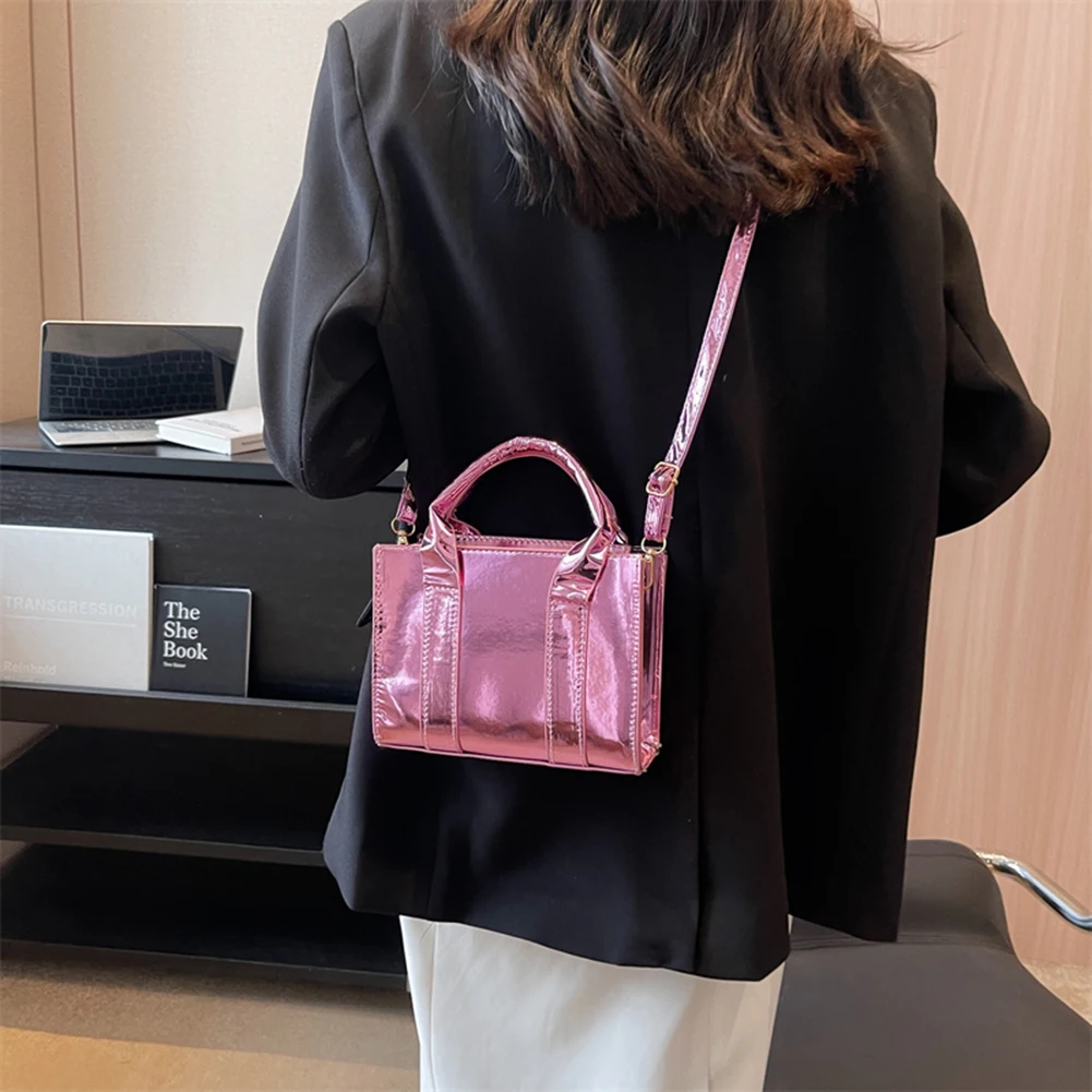 Луксозна дизайнерска чанта-тоут, женствена чанта за рамо, однотонная ярка чанта от изкуствена кожа, малка чанта-тоут за телефон, чанта през рамо Изображение 1