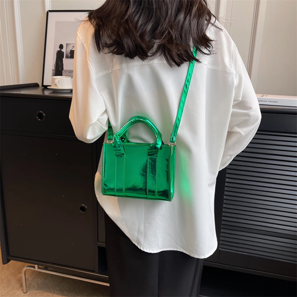 Луксозна дизайнерска чанта-тоут, женствена чанта за рамо, однотонная ярка чанта от изкуствена кожа, малка чанта-тоут за телефон, чанта през рамо Изображение 3