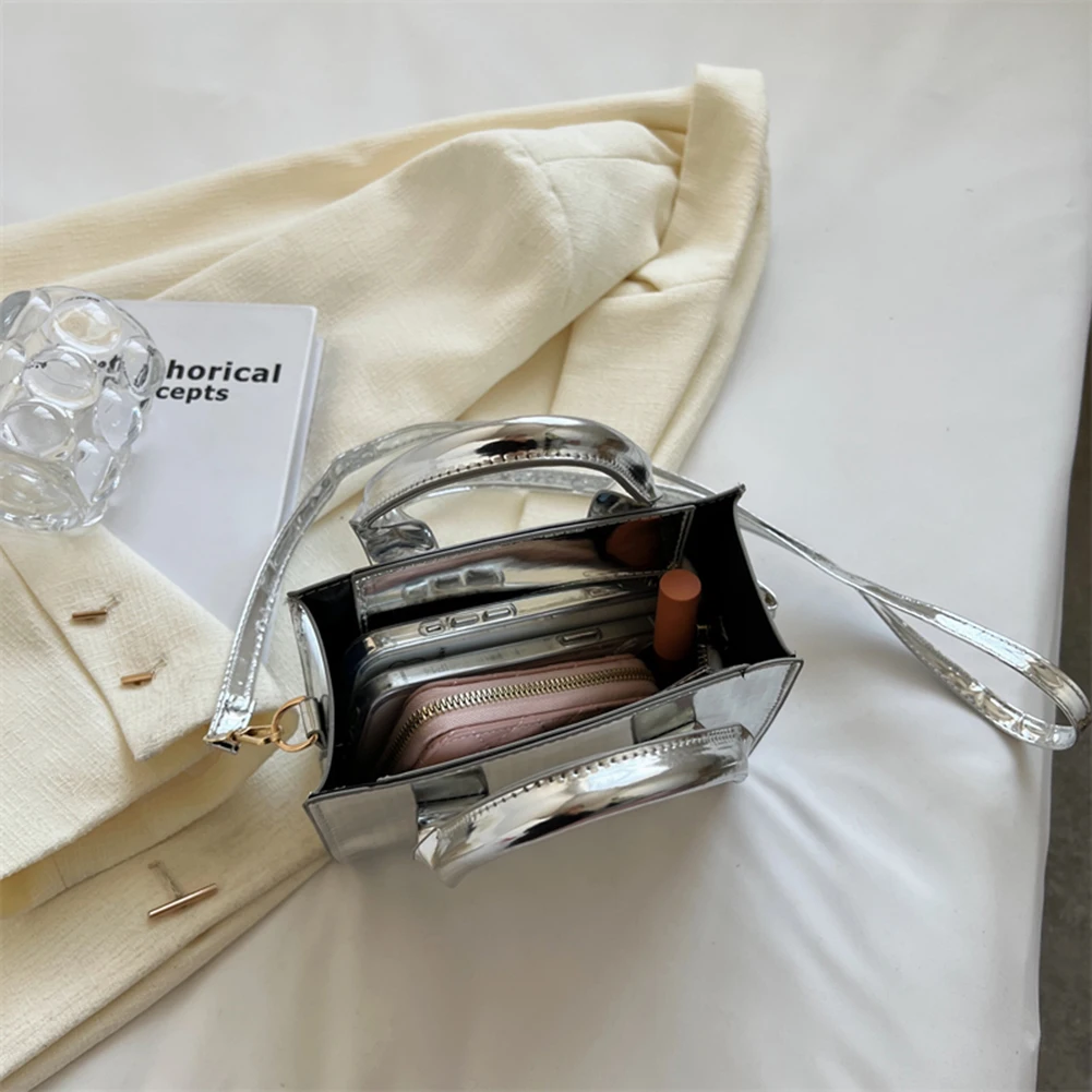 Луксозна дизайнерска чанта-тоут, женствена чанта за рамо, однотонная ярка чанта от изкуствена кожа, малка чанта-тоут за телефон, чанта през рамо Изображение 4