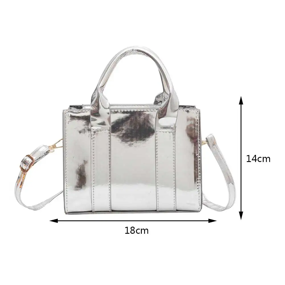 Луксозна дизайнерска чанта-тоут, женствена чанта за рамо, однотонная ярка чанта от изкуствена кожа, малка чанта-тоут за телефон, чанта през рамо Изображение 5