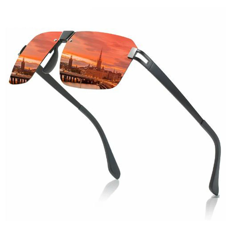 Луксозни мъжки поляризирани слънчеви очила за шофиране, очила за мъже и жени, маркови дизайнерски мъжки реколта без рамки метални слънчеви очила с UV400 Изображение 1
