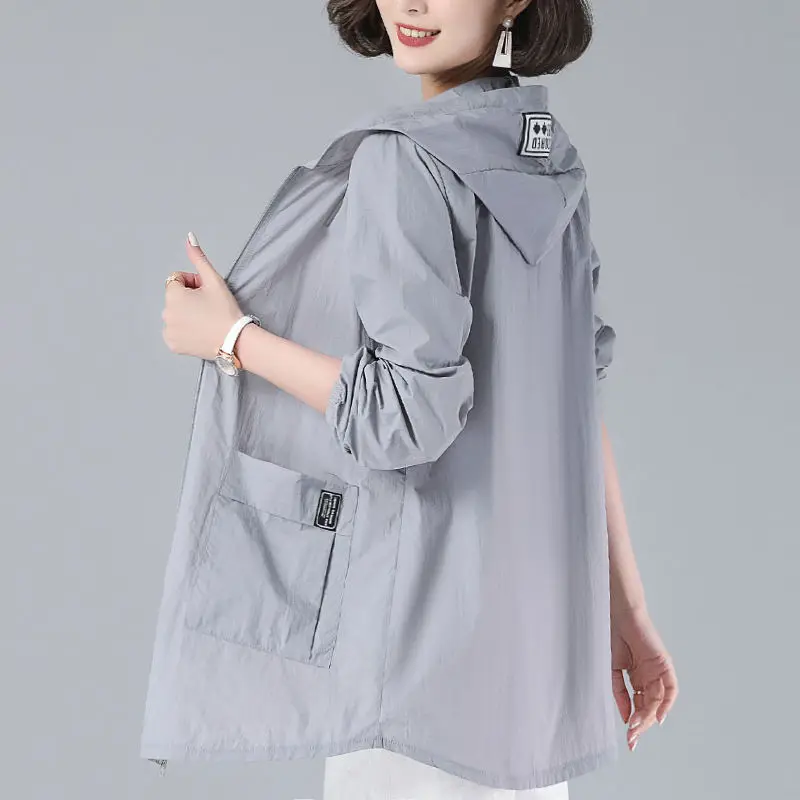 Лятна дамска тънка солнцезащитная сако, дамско наметало, Бързосъхнеща горна дреха, солнцезащитная кърпа с качулка яке-ветровка G266 Изображение 0