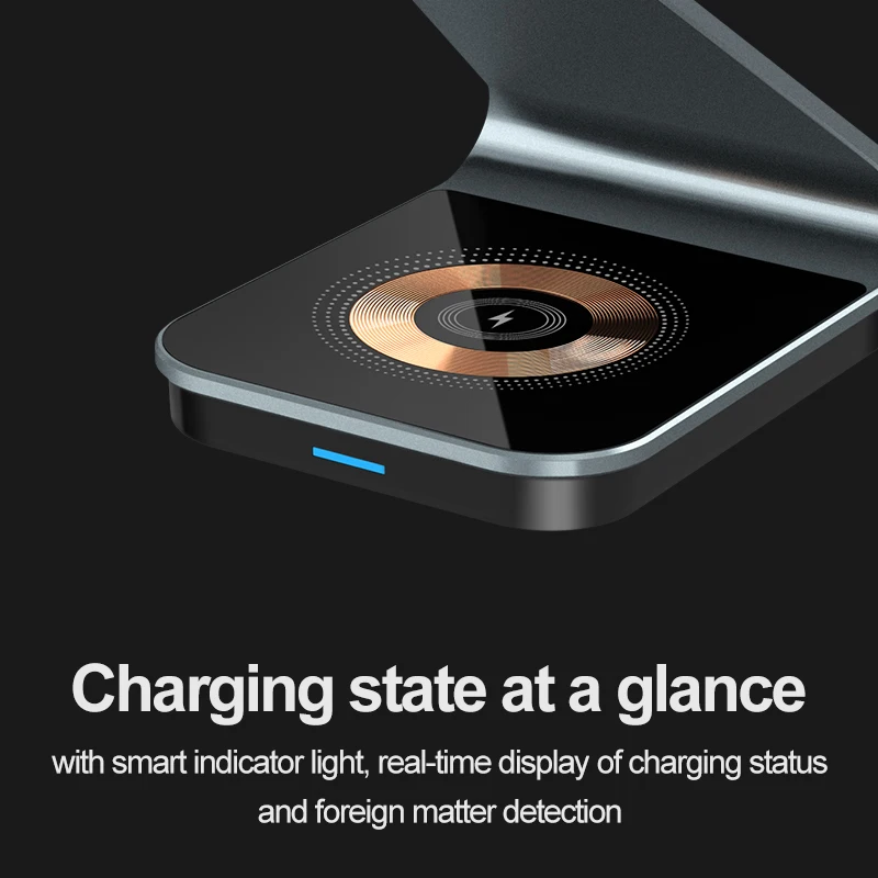 Магнитна Поставка за Безжично Зарядно устройство 3 в 1 за iPhone 14 13 12 Pro Mini Max 15 W, Безжична зарядно устройство за Apple Watch AirPods Изображение 2