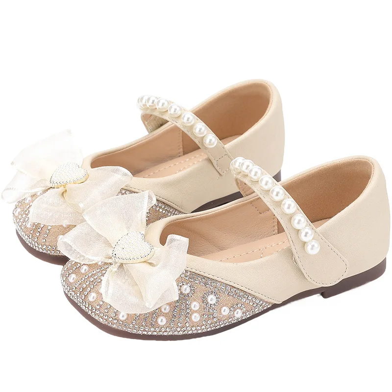 Малки кожени обувки за момичета; Новост лятото 2023 г.; Обувки на принцесата с Кристали на мека подметка за момиченца; Модни вечерни обувки Изображение 4