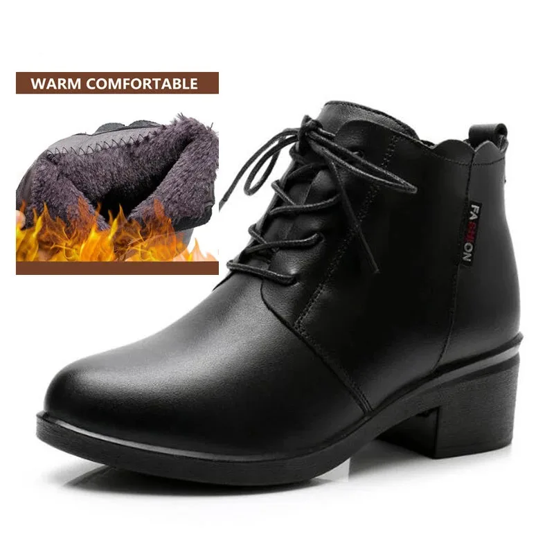 Марка Ceyanea на квадратен ток, нескользящие, меки, удобни, топли зимни обувки, дамски обувки, модерни ежедневни обувки от естествена кожа, зимни обувки Изображение 4