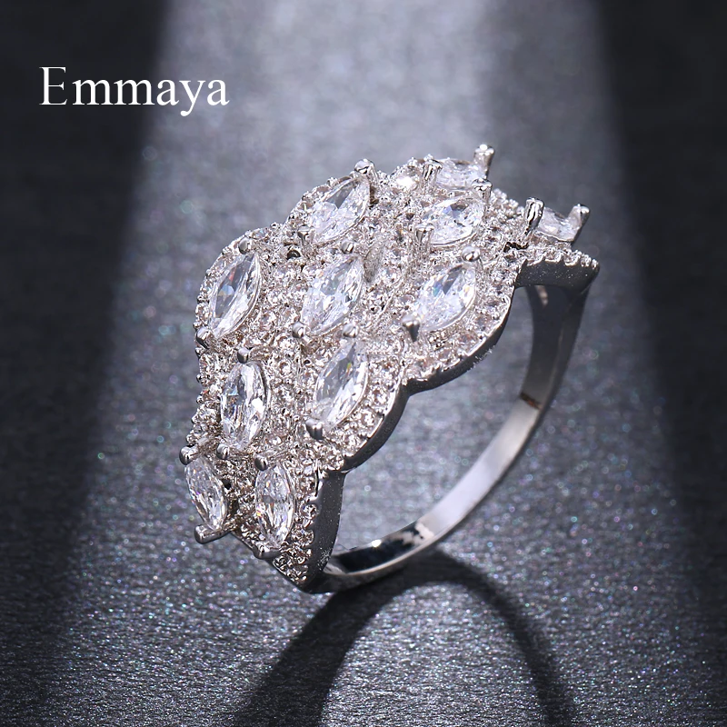 Марка Emmaya, модерен пръстен на едро, Австрийски кристал, циркон, Коледни подаръци за жени, сватбени бижута пръстени Изображение 0