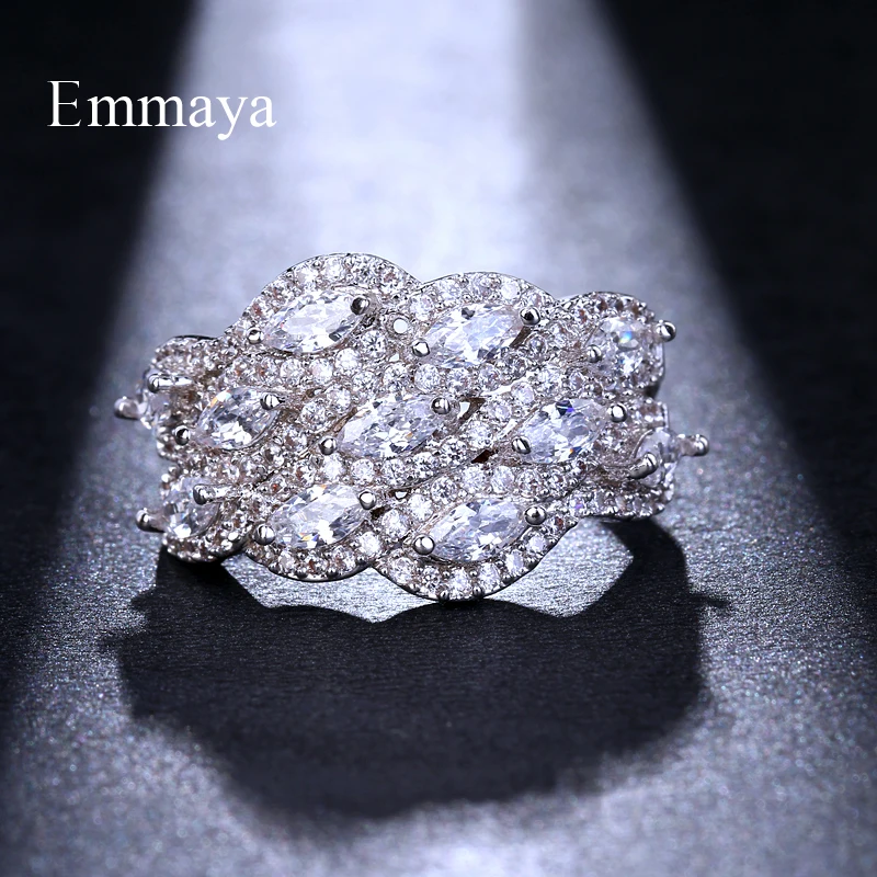 Марка Emmaya, модерен пръстен на едро, Австрийски кристал, циркон, Коледни подаръци за жени, сватбени бижута пръстени Изображение 2