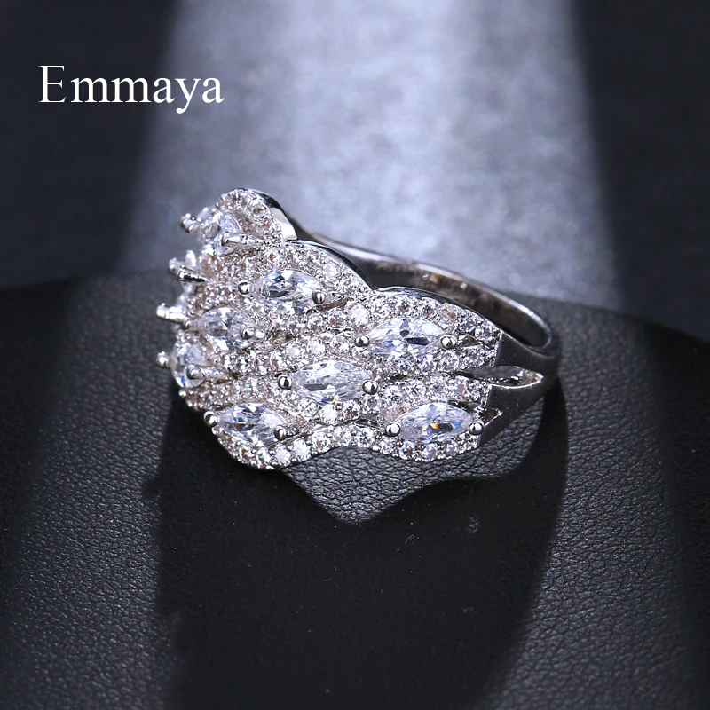 Марка Emmaya, модерен пръстен на едро, Австрийски кристал, циркон, Коледни подаръци за жени, сватбени бижута пръстени Изображение 3