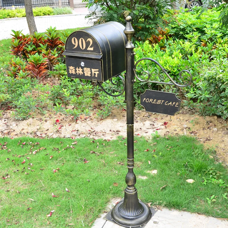 Метална поставка Пощенска кутия За Вили Градина, парк, Открит Павилион за пощенска кутия Пълен комплект Ретро Класически пощенска кутия F6017 Изображение 0