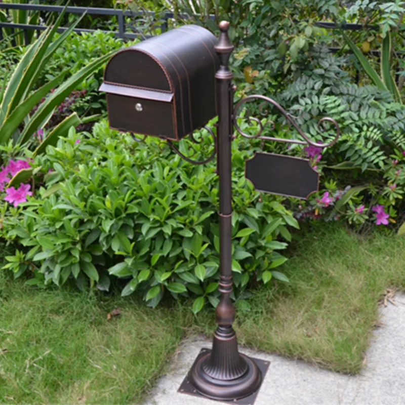 Метална поставка Пощенска кутия За Вили Градина, парк, Открит Павилион за пощенска кутия Пълен комплект Ретро Класически пощенска кутия F6017 Изображение 1