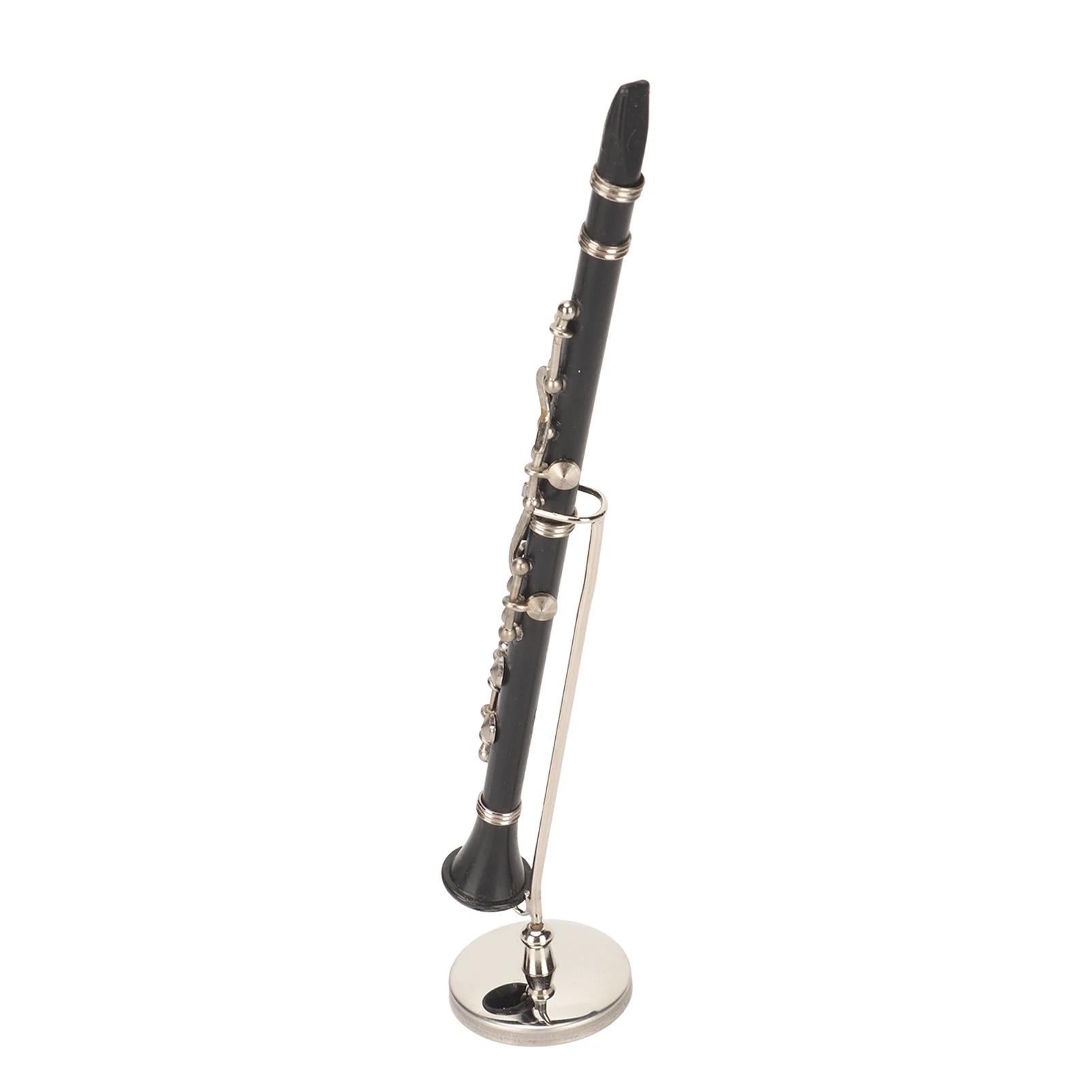 Миниатюрно копие на кларинет с поставка и футляром, Мини музикален инструмент, модел куклена къща, украшение 6,3 инча Изображение 0