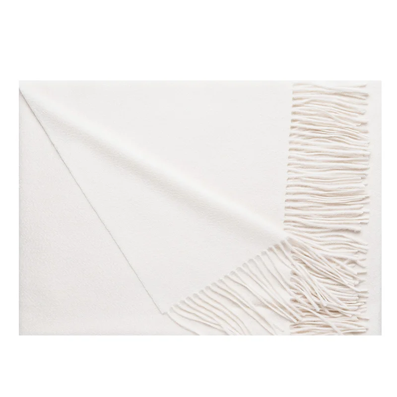 Млечно-рядък бял вълнен шал, женски двупосочен с ромолящи от вода, зимни дебела топла дамски шал от pashmina Изображение 3