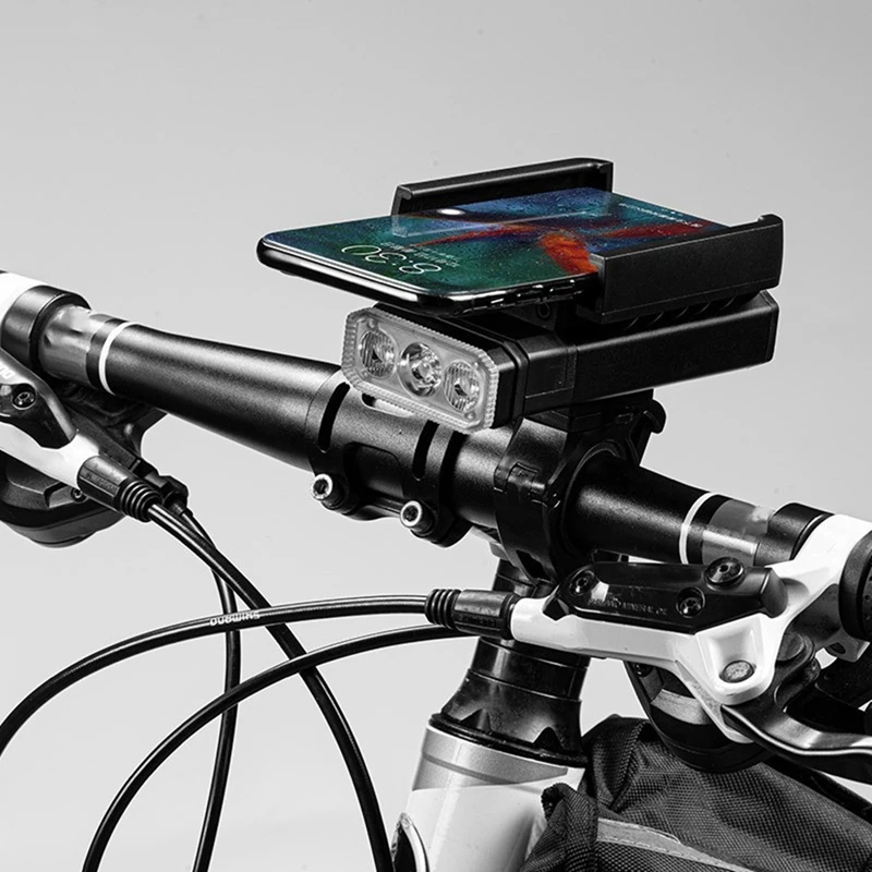Многофункционален велосипеден фенер със силно осветление, led лампа за езда с функция за фиксиране на мобилен телефон Изображение 3