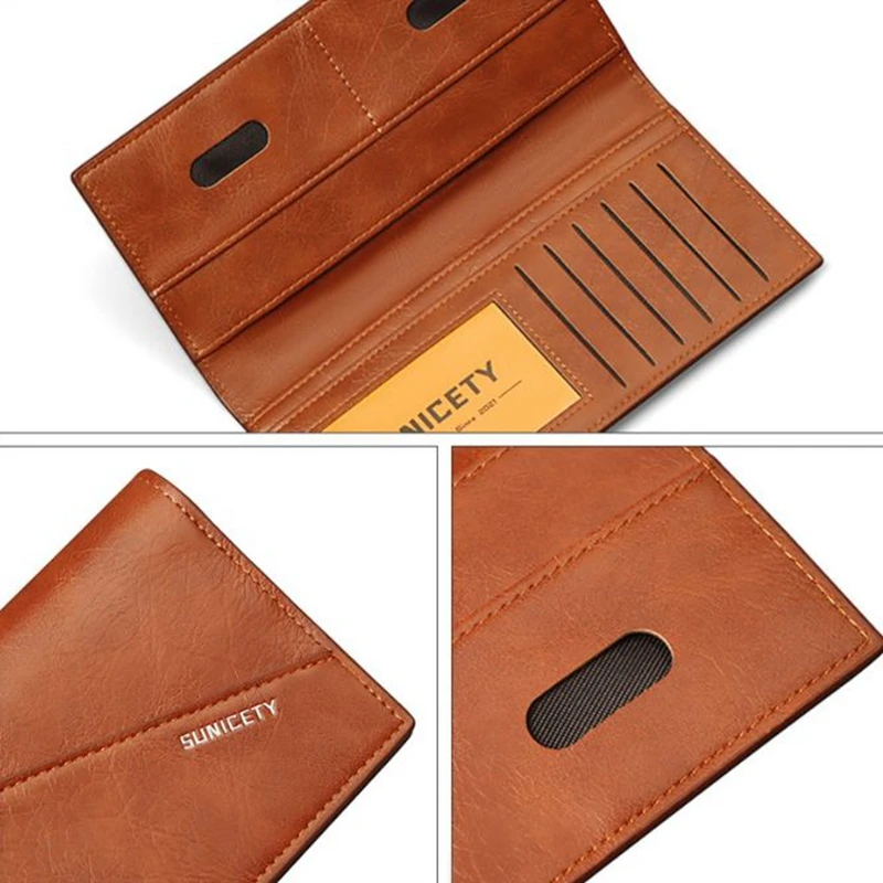 Многофункционален Противоугонный RFID чантата си за мъжете, дълги портмоне от мека кожа, ултра-титуляр на банковата кредитна идентификационната карта, в чантата си за пари Изображение 4