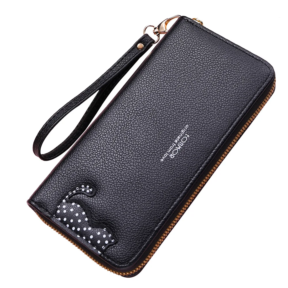 Модерен женски чантата с котешка дръжка, калъф за телефон, дълъг джоб за пари, дамска чанта, дамски портфейл, държачи за карти CU151 Изображение 4